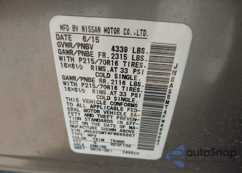 2015 Nissan Rogue Select S from USA, damaged, VIN JN8AS5MT4FW668667